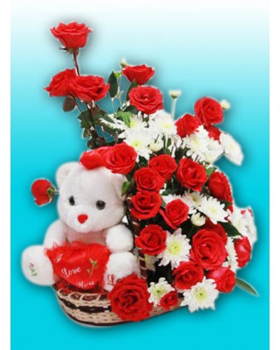 flowers with bear